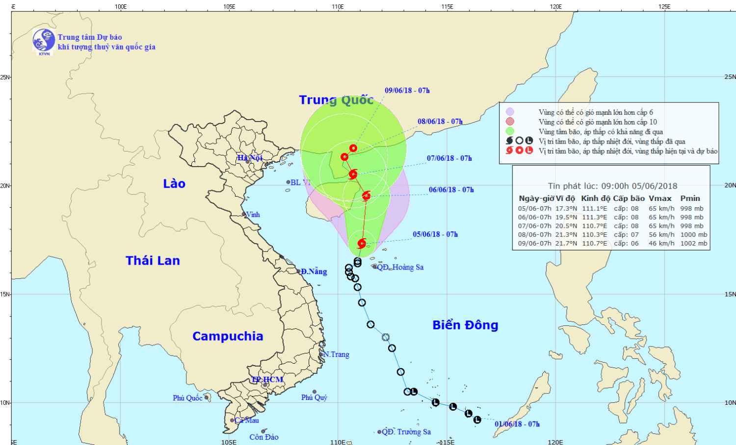 Tin bão gần bờ - cơn bão số 2 (09h00 ngày 05/6)