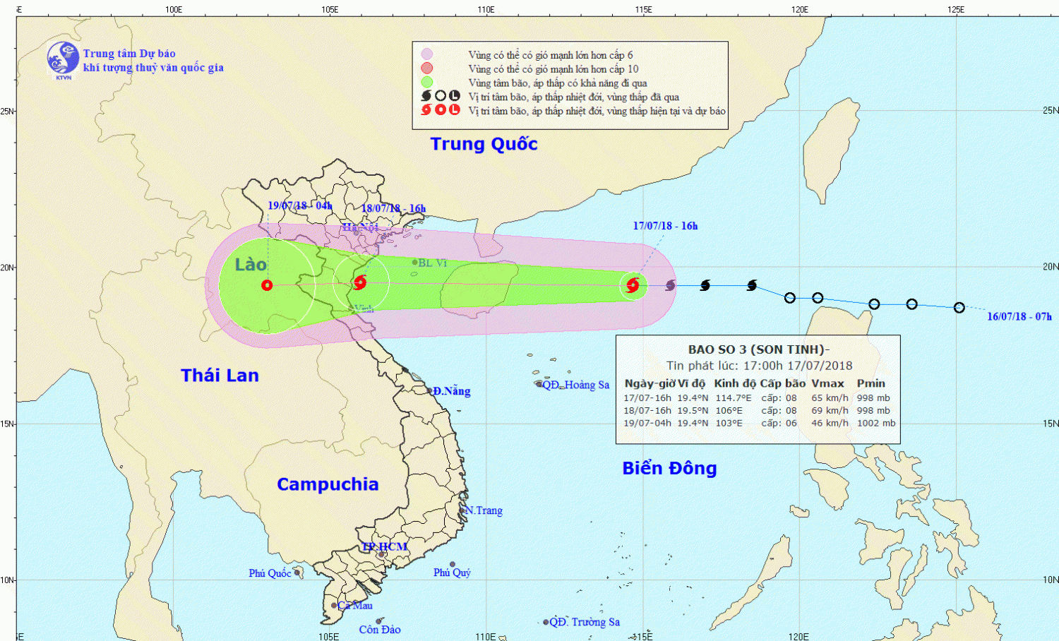 Tin bão gần bờ - cơn bão số 3 (17h00 ngày 17/7)