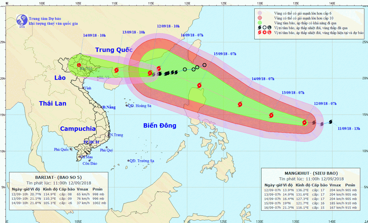 Tin bão gần bờ - cơn bão số 5 (11h00 ngày 12/9)
