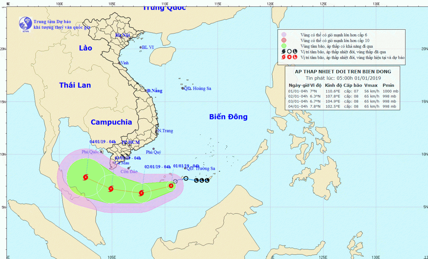 Tin bão gần bờ - cơn bão số 1 (17h00 ngày 01/1)